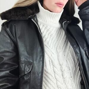 Vintage 1970s Genuine Leather U.S.B15 Bomber Flight Jacket by Lesco Leathers